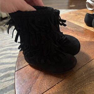 Black Fringe Kids Boots kids 6
